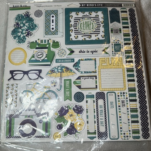 Kate & Co. Echo Park Scrapbooking Paper Pack and Stickers Yellow Green - Picture 3 of 3